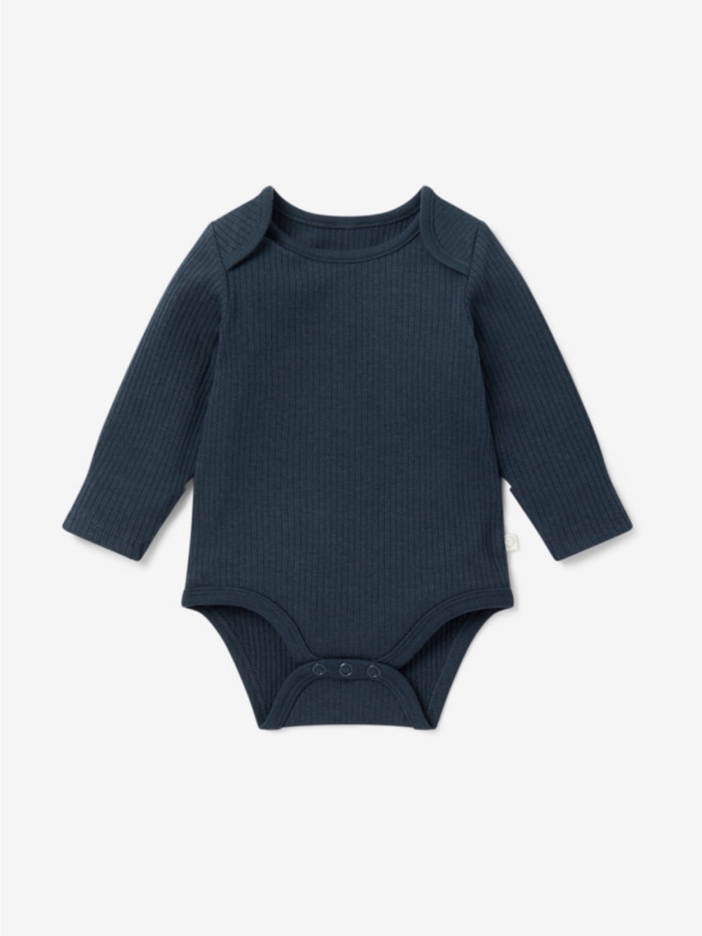 MORI Ribbed Long Sleeve Bodysuit, Navy, 0-3M and 3-6M